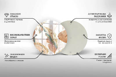 Grabkerzen Unterlage Boho-Federn und Blätter
