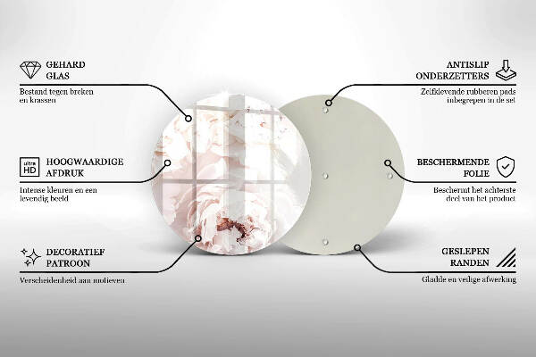 Unterlage für Kerzen Pastellfarbene Pfingstrosen