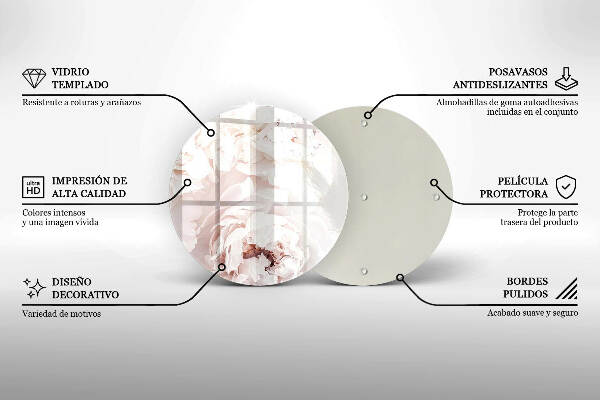 Unterlage für Kerzen Pastellfarbene Pfingstrosen