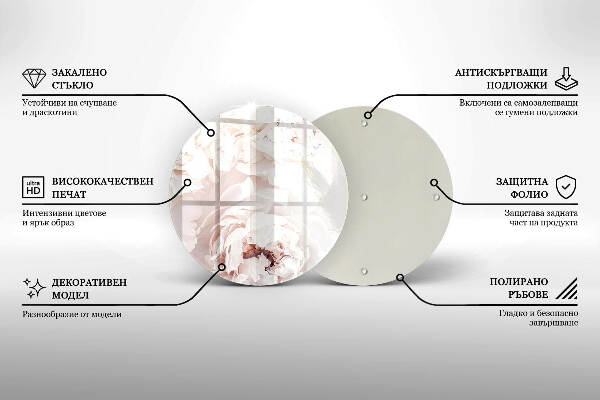 Unterlage für Kerzen Pastellfarbene Pfingstrosen