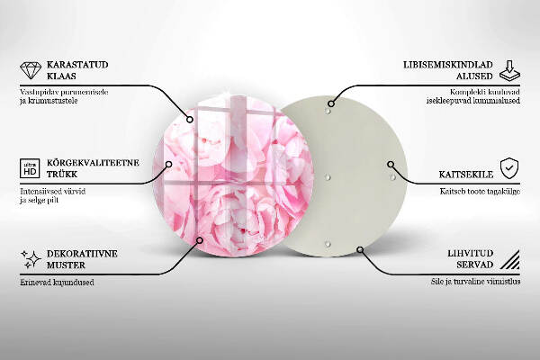 Unterlage für Kerzen Zarte Pfingstrosen