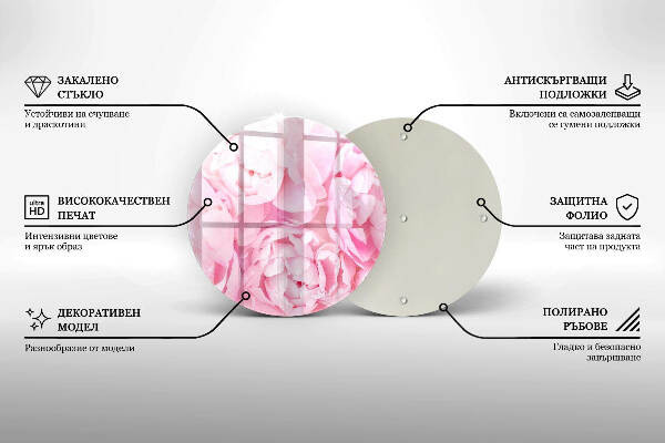 Unterlage für Kerzen Zarte Pfingstrosen