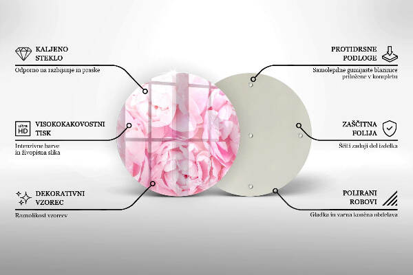 Unterlage für Kerzen Zarte Pfingstrosen