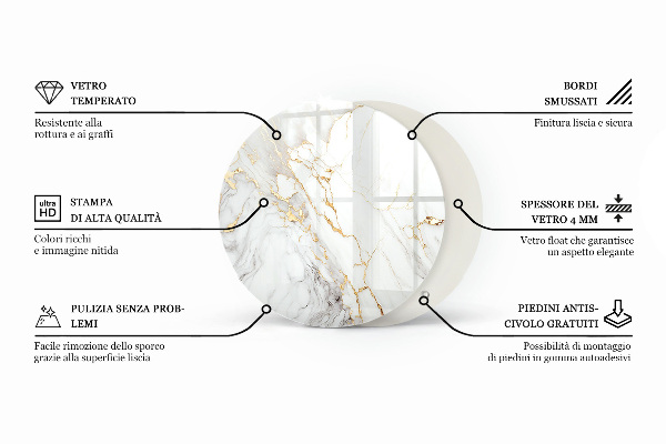 Glastischplatte Eleganter Marmor mit Adern