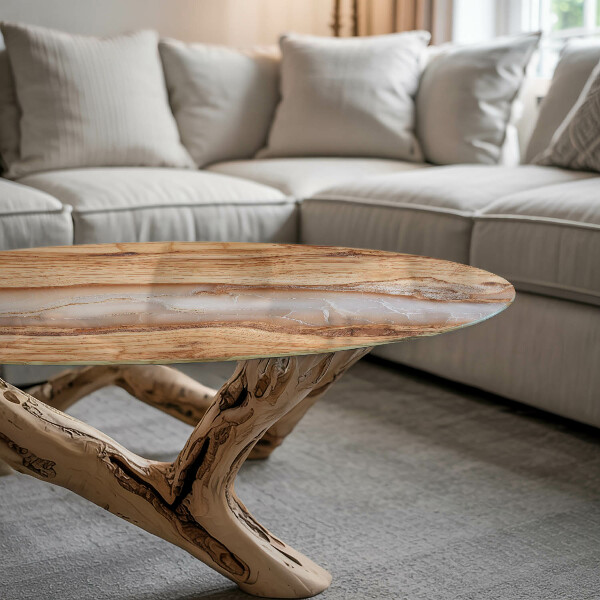 Runde tischplatte Naturholz mit Harz