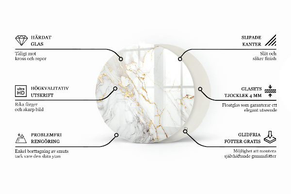 Glastischplatte Marmormuster mit Adern