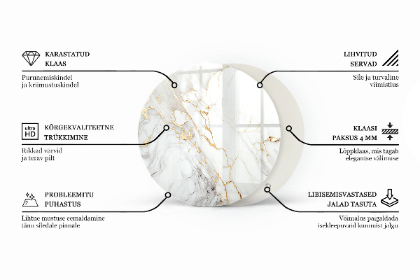 Glastischplatte Natürliche Steinstruktur