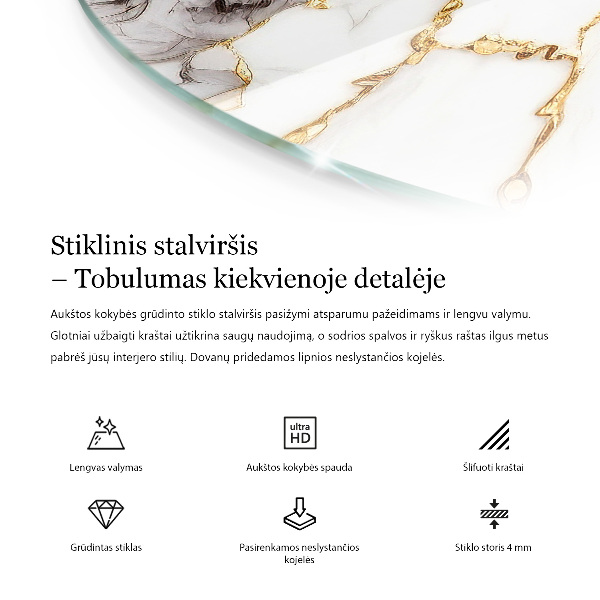 Glastischplatte Natürliche Steinstruktur