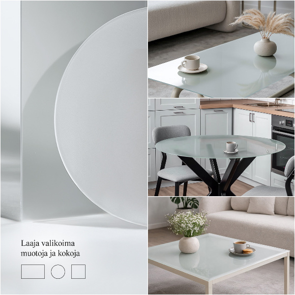 Rechteckige Tischplatte aus Glas Halbtransparente