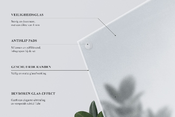 Rechteckige Tischplatte aus Glas Halbtransparente