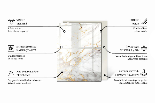 Glas für tischplatte Muster, das Marmor imitiert