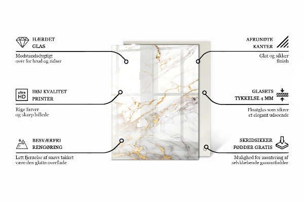 Glas für tischplatte Muster, das Marmor imitiert