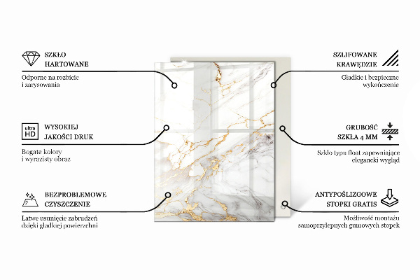 Glas für tischplatte Marmor mit feinen Adern