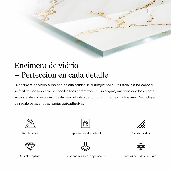 Glas für tischplatte Marmor mit feinen Adern