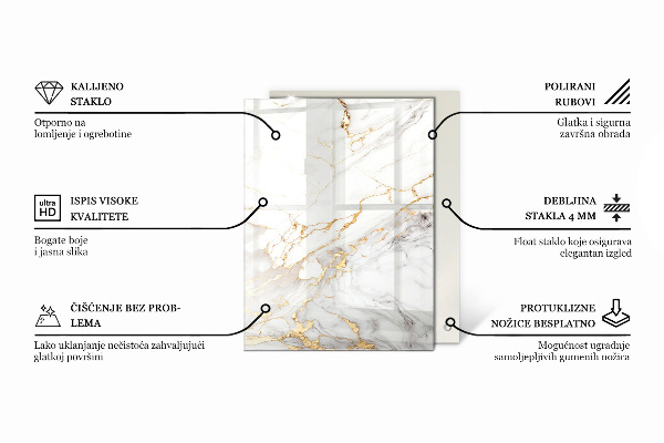 Glas für tischplatte Marmor mit feinen Adern