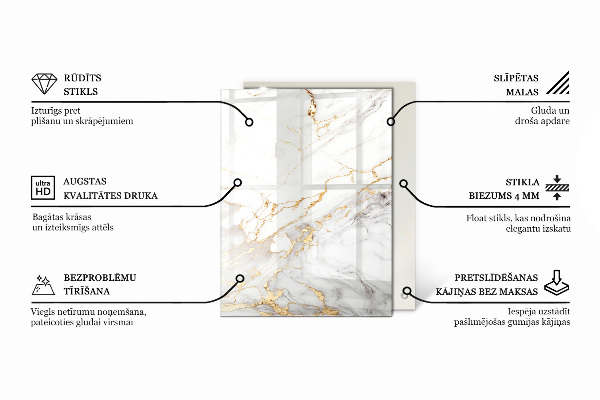 Glas für tischplatte Marmor mit feinen Adern