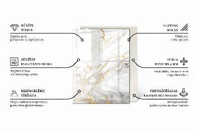 Glas für tischplatte Marmor mit feinen Adern