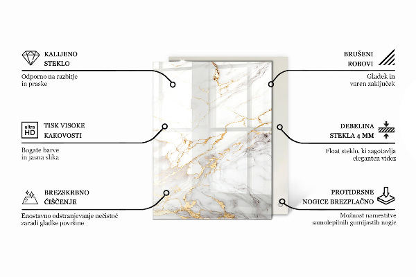 Rechteckige tischplatte Marmoradern im Design
