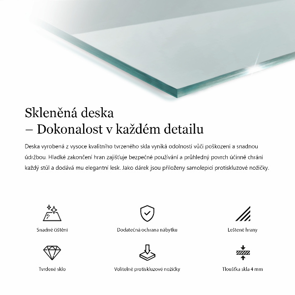 Rechteckige tischplatte transparent