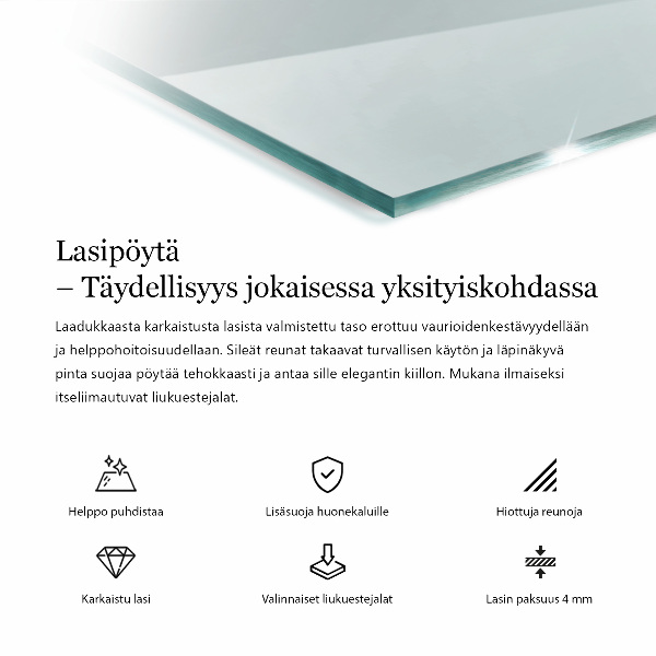 Rechteckige tischplatte transparent