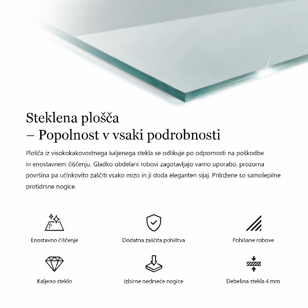 Rechteckige tischplatte transparent