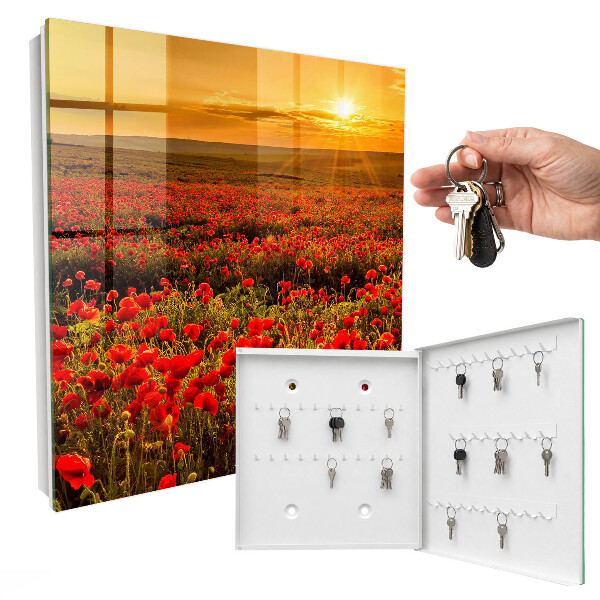 Schlüsselbox für die Wand mit Motiv Mohnfelder
