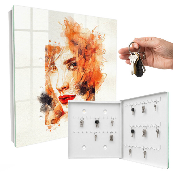 Schlüsselbox mit Motiv Aquarell einer Frau