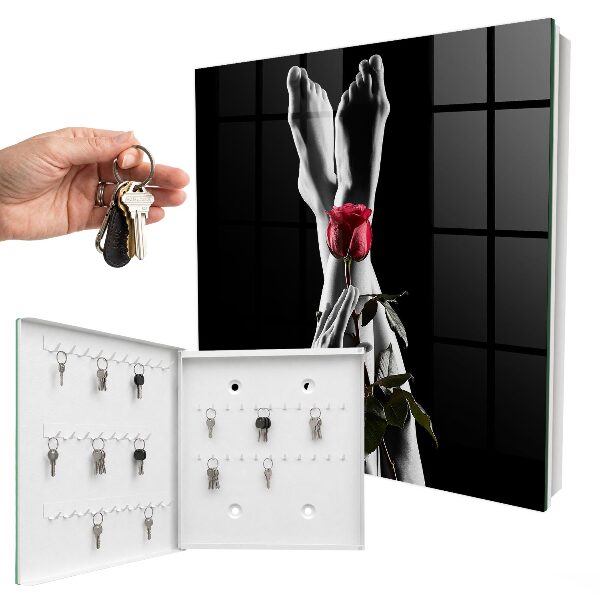 Schlüsselbox für die Wand mit Rosenmotiv in elegantem Design