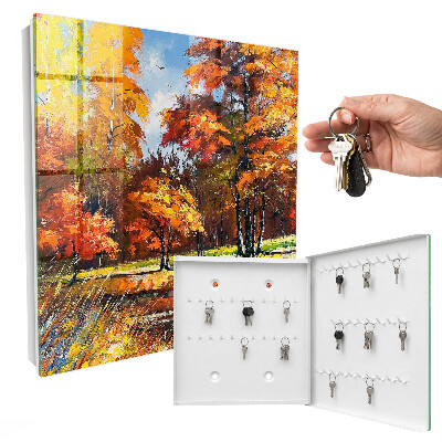 Schlüsselkasten mit Herbstlandschaft-Motiv