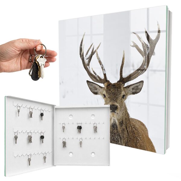 Schlüsselbox mit Winterhirsch Motiv
