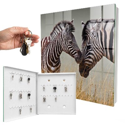Schlüsselbox mit Motiv Zebras zusammen