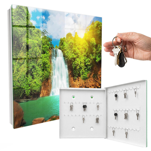 Schlüsselbox zur Wandmontage mit Motiv Tropischer Wasserfall