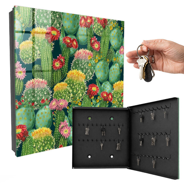 Schlüsselbox mit buntem Gartenmotiv
