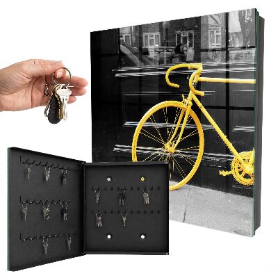 Schlüsselkasten in Gelb mit Fahrrad-Motiv