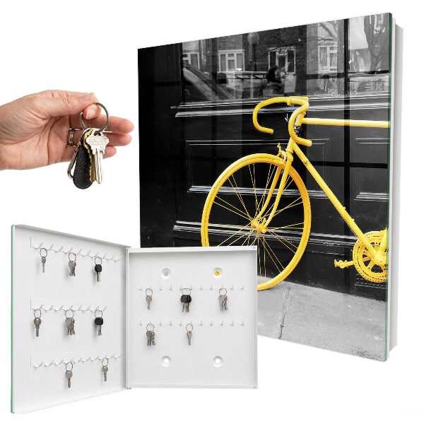 Schlüsselkasten in Gelb mit Fahrrad-Motiv