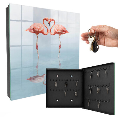 Schlüsselbox für die Wand mit Flamingomotiv