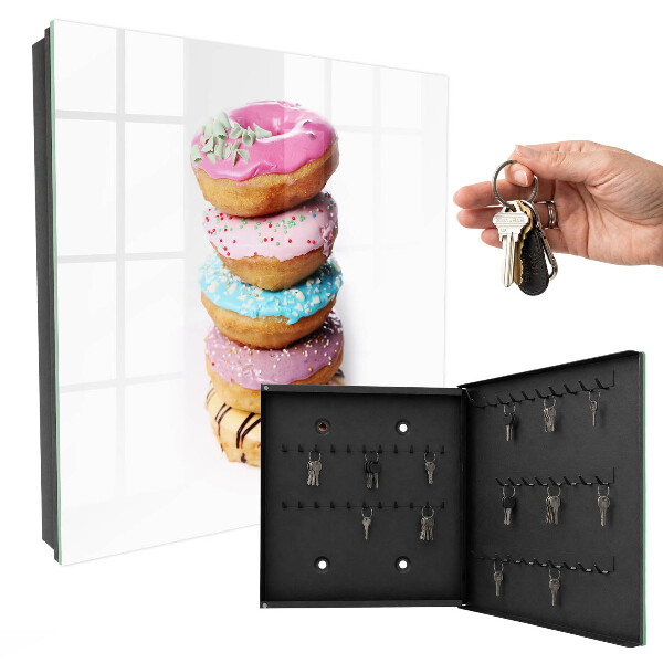 Schlüsselbox zur Wandmontage Design Bunte Donuts