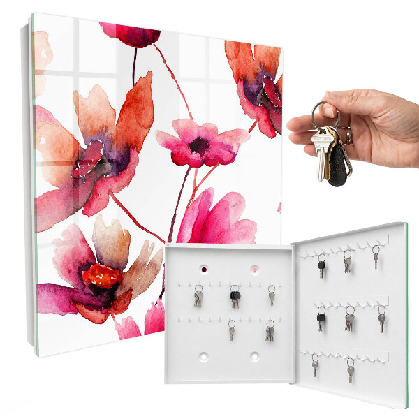 Schlüsselbox mit Aquarellblumen-Motiv