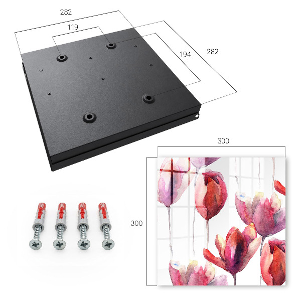 Schlüsselbox mit Aquarell-Tulpen Motiv
