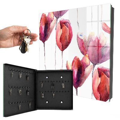 Schlüsselbox mit Aquarell-Tulpen Motiv
