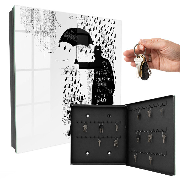 Schlüsselkasten mit schwarzer Silhouette