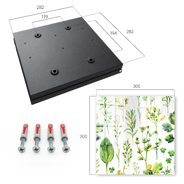 Schlüsselbox für die Wand mit Aquarellpflanzen-Motiv