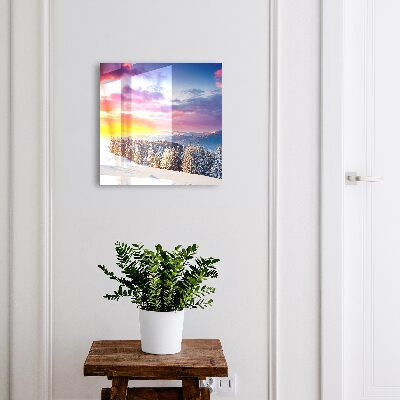 Schlüsselbox für die Wand mit Motiv Wintersonnenuntergang