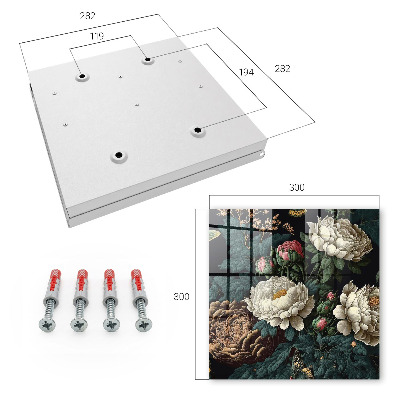 Schlüsselbox für die Wand mit Pfingstrosen-Motiv