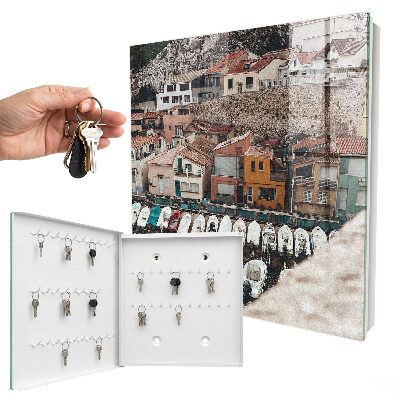 Schlüsselkasten mit Motiv einer Küstenstadt