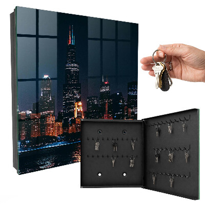 Schlüsselbox für die Wand mit Motiv Stadt bei Nacht