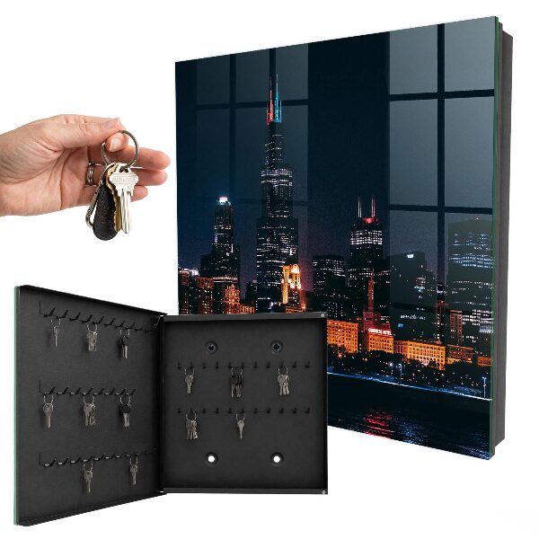 Schlüsselbox für die Wand mit Motiv Stadt bei Nacht