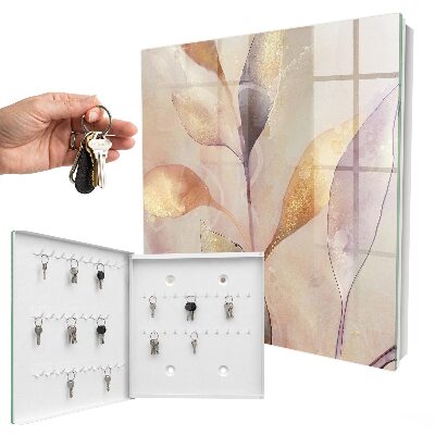 Schlüsselbox zur Wandmontage mit Motiv pastellfarbene Blätter