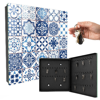 Schlüsselbox mit blauem Fliesendesign
