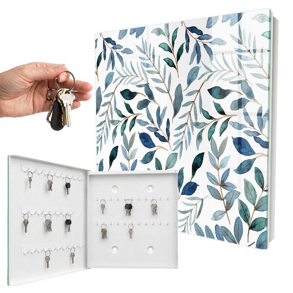 Schlüsselbox für die Wand mit Pflanzen-Aquarell-Motiv